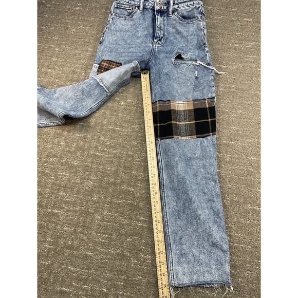 Hollister 0R W 24 L 27 Women’s Jeans Distressed Patchwork Ultra, High-Rise Mom - Picture 3 of 12